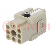 Connector: HDC; contact insert; female; DQ; PIN: 7; 7+PE; size D3A