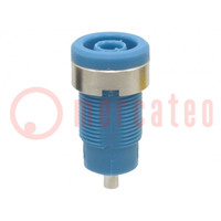 Socket; 4mm banana; 25A; blue; nickel plated; soldered; -20÷80°C