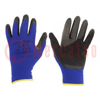 Protective gloves; Size: 7; black-navy blue; latex,polyamide