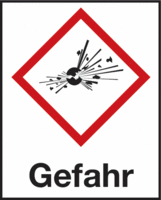 Gefahrenpiktogramm - Gefahr, Rot/Schwarz, 6 x 4.3 cm, Folie, Selbstklebend