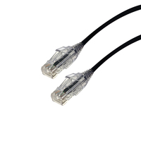 Videk Cat6 Slim U/UTP LSZH RJ45 to RJ45 Booted Patch Cable 28 AWG Black - 1Mtr