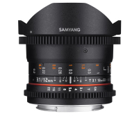 Samyang 12mm T3.1 VDSLR Nikon F SLR Széles látószögű halszem lencse Fekete