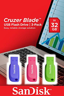SanDisk Cruzer Blade 3x 32GB unidad flash USB USB tipo A 2.0 Azul, Verde, Rosa