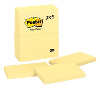 Post-It Notes, 3 in x 5 in, Canary Yellow, 12 Pads/Pack pouch autoadesiva Giallo 100 fogli Autoadesivo