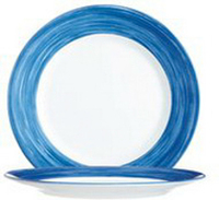 Speiseteller 25,4 cm aus Opalglas Form BRUSH - Darkblue / dunkelblau von