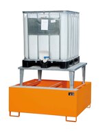 Container-Auffangwanne Stahl, Typ AWA-1000, 1460x1460x1083mm, für 1 Container , Vol 1000l, Orange