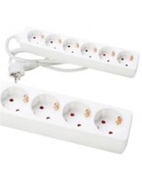 M-CAB SOCKET STRIP 6 PORT W/O SWITCH PROTECTIVE CONTACT WHITE