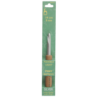 Crochet Hook: Aluminium with Bamboo Handle: 14cm x 8.00mm