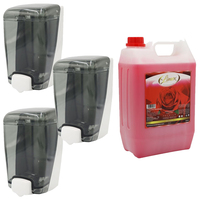 Bulk Fill Soap Dispensers - Pack of 3 - 1000ml Capacity with Antibacterial Hand Wash - Jasmine