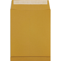 PERGAMY Boîte de 200 pochettes kraft Brun recyclé 120g, 3 soufflets de 3 cm, 26 : 275x365mm. Auto-adhésiv