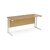 Maestro 25 straight desk 1600mm x 600mm - white cantilever leg frame and oak top