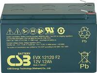 CSB Battery EVX 12120 Ólomakku 12 V 12 Ah Ólom-vlies (AGM) (Sz x Ma x Mé) 151 x 100 x 98 mm 6,35 mm-es laposérintkezős dugó Ciklusálló, Karbantartásmentes, Kis