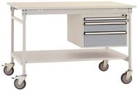 Manuflex BB5371.9006 Komplett BASIS oldalsó asztal melamin tetején + háztartással, szélesség x magasság: 1250 x 800 x 850 mm Alumínium ezüst