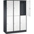 Armario guardarropa de acero de dos pisos INTRO, A x P 1220 x 500 mm, 6 compartimentos, cuerpo gris negruzco, puertas en blanco puro.