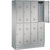 Armario guardarropa CLASSIC con zócalo, de dos pisos, 4 módulos, cada uno con 2 compartimentos, anchura de módulo 300 mm, aluminio blanco.