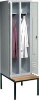 Garderobenschrank ClassicB610xT500xH2090 mm RAL 7035, 2 Abteile mit untergeb. Si