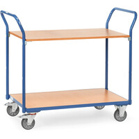 fetra® LeichterTischwagen, 2 Ladeflächen 1000 x 600 mm, 200 kg Tragkraft, 2 Schiebegriffe