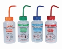 LLG-Sicherheitsspritzflaschen mit Überdruckventil LDPE | Aufdruck Text: Ethanol