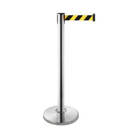 Barrier Post / Barrier Tape Post / Barrier Stand "Uno" | stainless steel cast iron with stainless steel cover brushed stainless steel yellow / black -