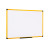 Bi-Office Ultrabrite Emaillierte Whiteboard, 90 x 60 cm, mit Gelber Aluminiumrahmen und StahlrückseiteLinksansicht