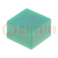 Button; push-in; 5.5mm; -25÷70°C; square; green; 9x9mm