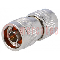Coupler; N plug,both sides; straight; 50Ω; PTFE; gold-plated