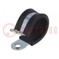 Fixing clamp; ØBundle : 22mm; W: 15mm; steel; Cover material: EPDM