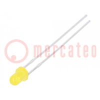 LED; 3mm; giallo; 8÷15mcd; 60°; Frontale: convesso; 1,95÷2,4V