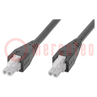 Cable; Mini-Fit Jr; hembra; PIN: 2; Long: 0,5m; 6A; Aislamiento: PVC