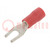 Uiteinde: vork; M3; Ø: 3,2mm; 0,25÷1,5mm2; klemmen; voor draad; rood