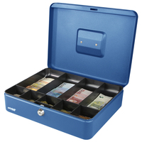 HMF Geldkassette Münzeinsatz Scheinfächer 30 x 24 x 9 cm, blau