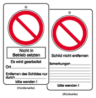 Modellbeispiel: Wartungsanhänger mit Verbotszeichen und Zusatztext Nicht in Betrieb setzen (Art. 41.1456)