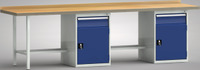 Ergo-Standard-Werkbank 3000x700x900, BM-Pla.40mm, 2Gh.(2 Türen, 2 Schubl.)
