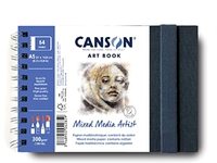 CANSON - PROFESSIONAL BOOK - PAPIER MULTITECHNIQUE - GRAIN FIN - 300G/M² - CARNET SPIRALÉ - A5-14 -8X21CM - BLANC - 28 FEUILLES