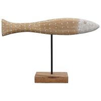 FischSkulptur Artisanal - Holz/Metall - 46x9x30 cm