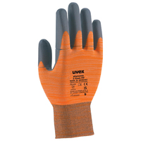 Uvex 6005409 guante de seguridad Gris, Naranja Elastano, Poliamida 1 pieza(s)