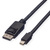 ROLINE GREEN DisplayPort Kabel, DP ST - Mini DP ST, TPE, schwarz, 5 m