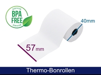 Thermal Receipt Roll - 57 40 12 (W/D(max.)/C) with LA-Text, 18m, 48g
