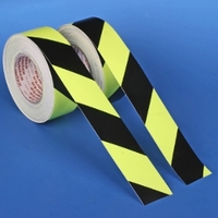 Warn-Markierungs-Fluoreszierend-Klebeband, 50 mm x 25 m, rechtsweisend, gelb/schwarz