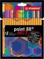 STABILO point 88 ARTY feutre pointe fine (0,4 mm) - Etui de 18 feutres fins - Coloris assortis