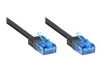 Patchkabel, Cat. 6a, U/UTP, FLACHKABEL, 500 MHz, schwarz, 10m, Good Connections®