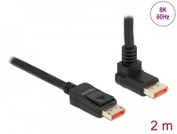 DisplayPort Kabel Stecker gerade zu Stecker 90° oben gewinkelt 8K 60 Hz, schwarz, 2 m, Delock® [8705