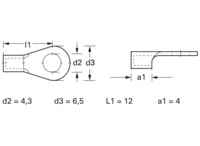 Unisolierter Ringkabelschuh, 0,25-0,5 mm², AWG 24 bis 22, 4.3 mm, M4
