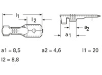Flachstecker, 6,3 x 0,8 mm, L 20 mm, unisoliert, gerade, 1,5-2,5 mm², AWG 16-14,