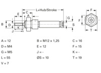 Miniatur-Zylinder, einfachwirkend, 2 bis 10 bar, Kd. 8 mm, Hub 10 mm, 23.15.010