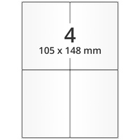 Stark haftende Papieretiketten, 105 x 148 mm, 400 Reifenetiketten auf 100 DIN A4 Bogen, weiß, extrem permanent