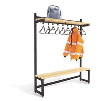 Probe round tube cloakroom bench unit with hanging rail - single sided
