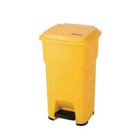 Pedal bin with silent closing lid. Yellow 60L