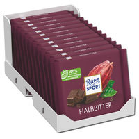 Ritter Sport Halbbitter, Schokolade, 12 Tafeln je 100g