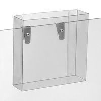 Shelving Leaflet Holder / Leaflet Hanger / Leaflet Dispenser to Clip on to Glass Riser, transparent | for clipping on to 6-10 mm thick glass shelves